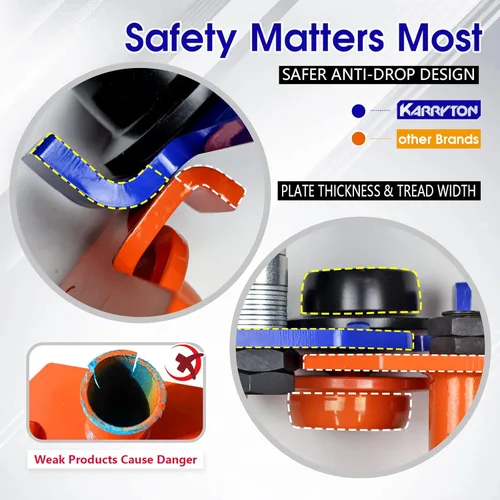Vista 6 de Carrito de haz de 0.5 toneladas / 1100 libras 2.5 – 6 pulgadas de ancho de brida ajustable, carretilla de empuje manual resistente con rodillos