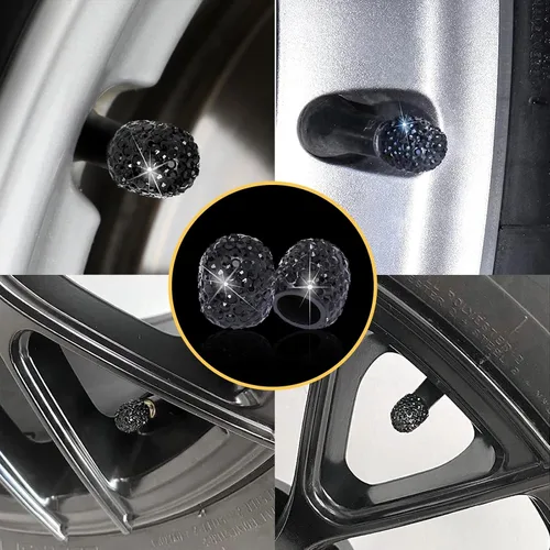 Vista 6 de Kewucn Bling Tapas de Vástago de Válvula de Neumático de Coche, Paquete de 4 Cubiertas Hechas a Mano de Cristal Centelleante con Diamantes