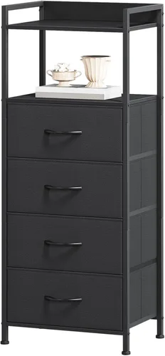 Vista 15 de Somdot - Mesita de noche con 3 cajones, cómoda con contenedores de tela para dormitorio, pasillo, entrada, mueble de mesa auxiliar junto a la cama.