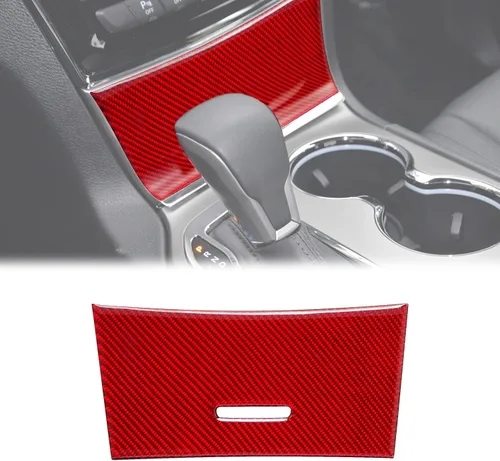 Vista 4 de SUNJIKA Compatible con caja de almacenamiento de consola central interior de fibra de carbono, cubierta de panel, accesorios para Jeep Grand Negro