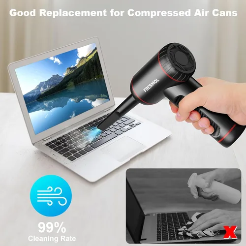 Vista 5 de Plumero de aire comprimido, plumero eléctrico ajustable de 3 velocidades de 100000 RPM, soplador de aire inalámbrico recargable con luz LED