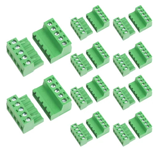 Vista 7 de 10 pares de conectores de bloque de terminales de tornillo de paso de 2 pines de 0.200 in enchufable con enchufe Phoenix para cable 28-12AWG
