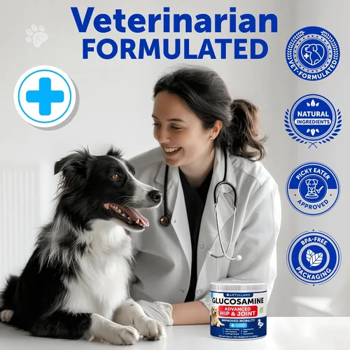 Vista 6 de Glucosamina para perros - Suplemento de cadera y articulaciones para perros con artritis - Masticables con condroitina, aceite de cáñamo, MSM