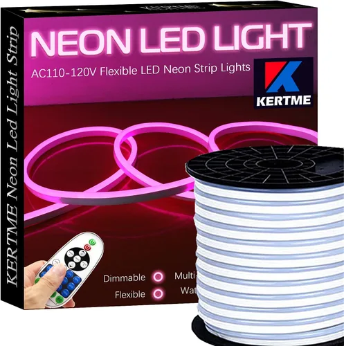 Vista 22 de Tira de luces LED de neón tipo AC 110-120V, tira de luz de neón LED flexible/impermeable/regulable/multimodos + control remoto de 23 teclas