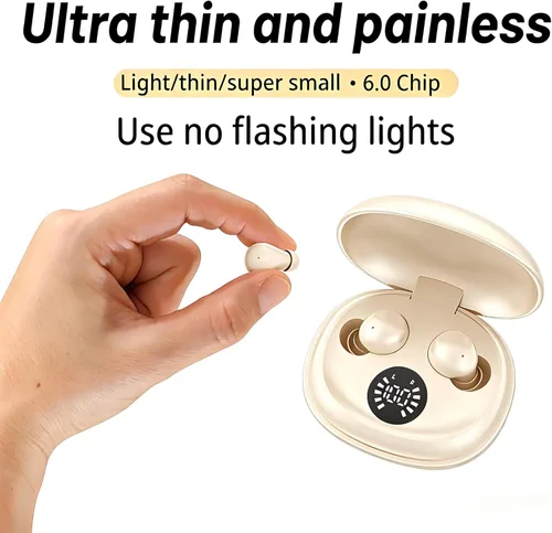 Vista 3 de Mini Invisible Earbuds Bluetooth, Small Micro Noise Blocking Sleeping Wireless Headphones,Tiny Hidden Ear Buds with LED Display for Small Ears Side