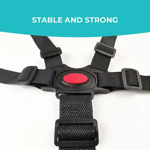 Vista 5 de Cinturón de seguridad ajustable para bebé, arnés de seguridad de 5 puntos, cinturón de seguridad ajustable para silla alta y silla de paseo