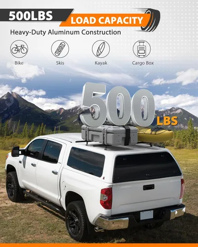 Vista 3 de MELIPRON Tapa de camión de 50 pulgadas y escalera de techo ajustable para kayak, canoa, pipa de madera (carga máxima de 500 libras)