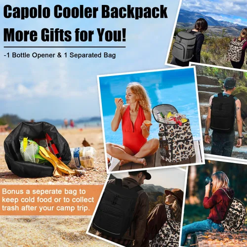 Vista 6 de Mochila térmica aislada a prueba de fugas, impermeable, bolsa enfriadora de 30 latas, gran capacidad, ligera, para viajes, camping, playa, hielera