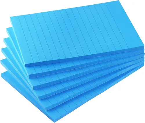 Vista 14 de Early Buy - Blocs de notas adhesivas con líneas 4x6, notas autoadhesivas de 6 colores brillantes, 6 blocs, 45 hojas/bloc