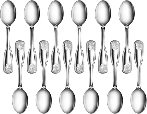 Vista 10 de New Star Foodservice 58406 Patrón de concha, Acero inoxidable 18/0, cuchara de caldo, 16,26 cm, juego de 12