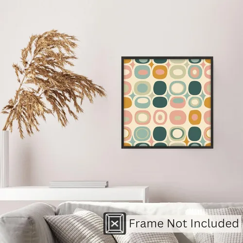 Vista 5 de Ethan Taylor Abstract Wall Art Prints Unframed Square Posters 'Retro 70s Hippie Groovy Pattern XII' Retro Home Décor for Living Room, Bedroom