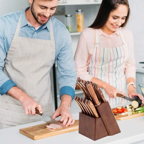 Vista 4 de Knife Set, Vestaware Kitchen Knife Set 16 Pieces German High Carbon Stainless Steel Knife Block Set with Ergonomic Handle, Kitchen Knives, Ultra