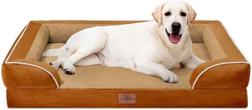 Vista 667 de Comfort Expression Cama ortopédica para perros extra grandes de 45 x 35 pulgadas, cama para mascotas XL de espuma tipo caja de huevos impermeable
