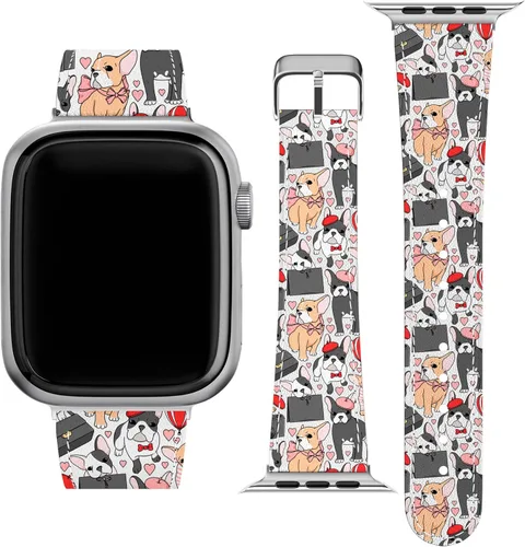 Vista 7 de Correa de muñeca compatible con Apple Watch Series 7/6/5/4/3/2/1/SE y funda de teléfono a juego con diseño de animal camaleón verde, correa