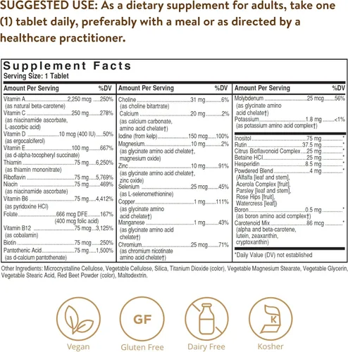Vista 2 de Solgar Fórmula sin hierro VM-75, 90 tabletas – Multivitamínico con minerales quelados – Vitamina A, B6, B12, C, D, E – Biotina, magnesio, calcio