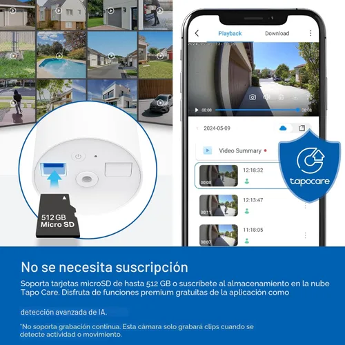 Vista 6 de Tapo TP-Link Tapo SolarCam C402 Kit, cámara solar para exteriores con batería y base de panel solar, inalámbrica, 1080P, detección gratuita