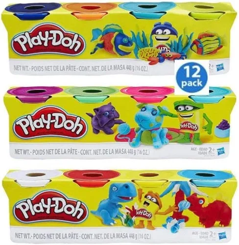 Play-Doh Paquete de 4 colores de 16 onzas, juego de regalo para niños y niñas (12 latas y 48 onzas en total) – Paquete de 3 (3 paquetes de 4,