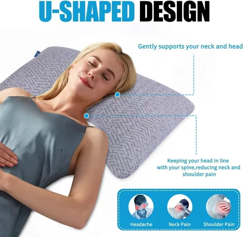 Vista 2 de SCHNAUZER HOME Almohada para dormir de lado para dolor de cuello y hombros, almohadas de espuma viscoelástica tamaño King para dormir, almohada