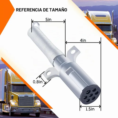 Vista 4 de Enchufe de Reemplazo de 7 Vías, Conector de Remolque de 7 Pines, Conjunto de Enchufe de Aleación de Alta Resistencia - con Protección de Resorte