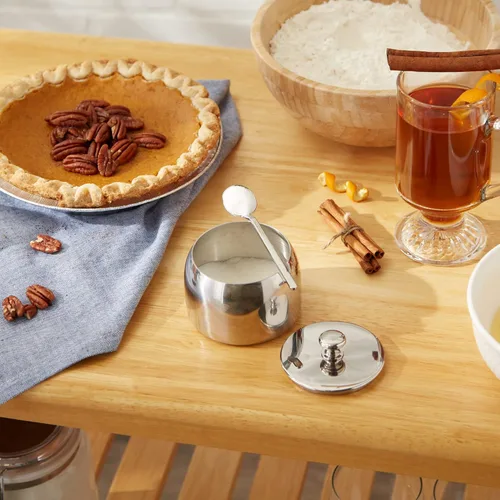 Vista 6 de RSVP Recipiente internacional de acero inoxidable con tapa y cuchara de 4.5 pulgadas, capacidad de 8 onzas