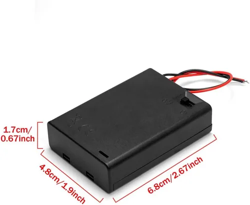 Vista 3 de Paquete de 4 soportes de batería 3AA 4.5V con interruptor, 3 soportes de batería AA de 1.5 V con cables e interruptor