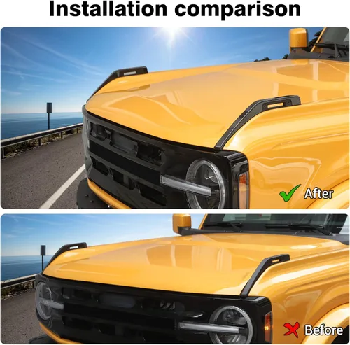 Vista 2 de JeCar Cubiertas de visera de sendero de capó, accesorios de decoración exterior de ABS para Ford Bronco 2021-2022, acabado de fibra de carbono