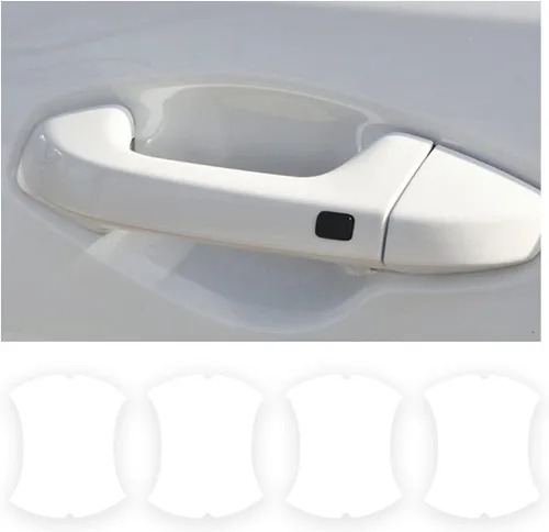 Vista 19 de 4 calcomanías protectoras para manija de puerta de automóvil, película protectora universal de fibra de carbono antiarañazos para la mayoría