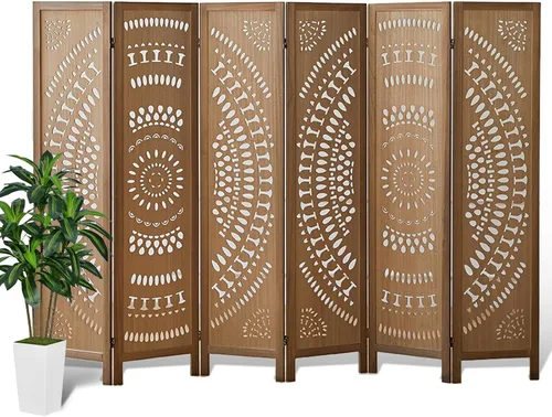 Vista 8 de Panel divisor de habitación de 4 paneles, pared divisora de habitación de 5.6 pies de alto y pantalla de privacidad plegable, panel divisor de pared