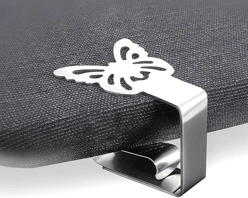 Vista 2 de Worparsen Clip de mantel grueso de acero inoxidable fuerte para mesa de comedor al aire libre, mesas de pícnic, clips huecos de hojas de flores