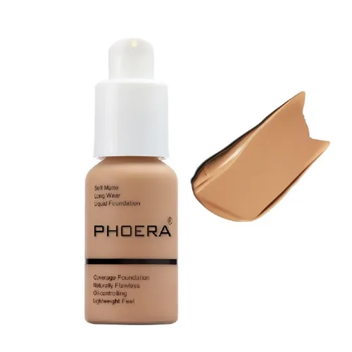Vista 23 de Phoera - Base de maquillaje líquida mate suave sin imperfecciones, corrector de larga duración, resistente al agua, de cobertura total