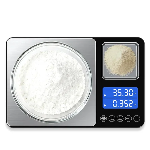 Digital Dual Platform Kitchen Scale, 33 lb Large & 1.1 lb Mini Food Scale with Dual-Line LCD Display, Stainless Steel, High Precision for Baking,