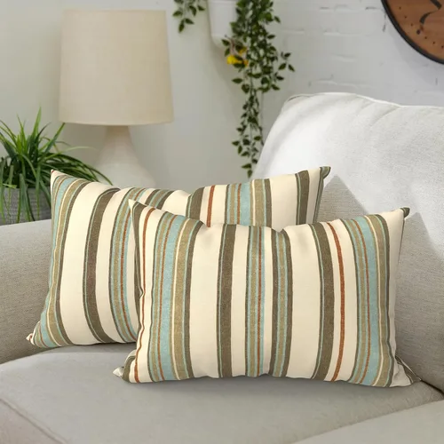 Vista 24 de DYTXIII Paquete de 2 almohadas lumbares impermeables para exteriores con rellenos, 12 x 20 pulgadas, almohada decorativa rectangular para patio