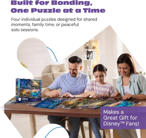 Vista 8 de Ceaco - Paquete múltiple 4 en 1 - Thomas Kinkade - Colección Disney Dreams - Cenicienta, El Rey León, Mickey y Minnie y La Sirenita - (4)