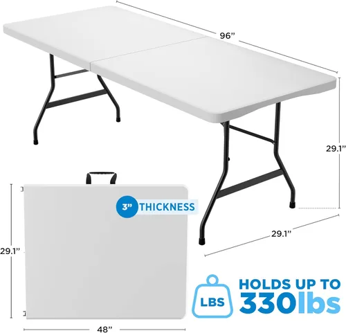Vista 20 de Sorfey Mesa plegable de 6 pies x 30 pulgadas, plástico blanco