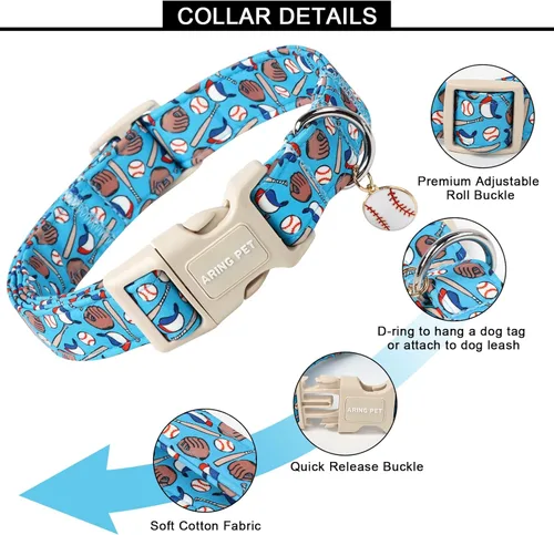 Vista 134 de Aring Pet Collar de algodón, ligero y ajustable, con hebilla de liberación rápida para perros pequeños, medianos y grandes, para cachorros, XS