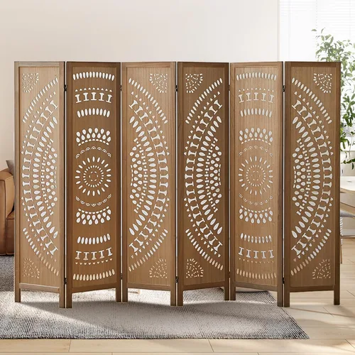 Vista 9 de Panel divisor de habitación de 4 paneles, pared divisora de habitación de 5.6 pies de alto y pantalla de privacidad plegable, panel divisor de pared