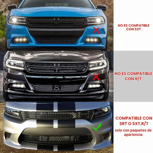 Vista 4 de ECOTRIC Conjunto de Parrilla Delantera Inferior Compatible con Dodge Charger SRT Scat Pack Daytona 2015-2023 Protector de Parrilla de Malla (Lower)