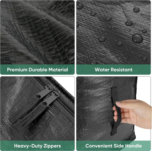 Vista 7 de BALEINE Paquete de 8 bolsas de mudanza de gran tamaño con asas reforzadas, bolsa de almacenamiento resistente para ropa, suministros de mudanza Negro