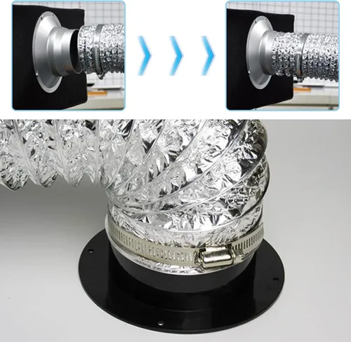 Vista 4 de Brida de conexión de conducto, conector de conducto de ventilación de aire de 4 pulgadas, placa de conector de conducto de brida de tubo recto