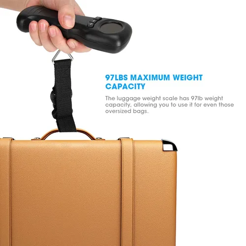 Vista 6 de Báscula de equipaje, Ocs8 110.2lbs110Lb portátil de viaje colgante de equipaje con pantalla digital LCD, lectura de bloqueo automático después