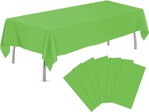 tujol Paquete de 6 manteles de plástico desechables de 54 x 108 pulgadas, color verde lima, manteles de plástico para fiestas