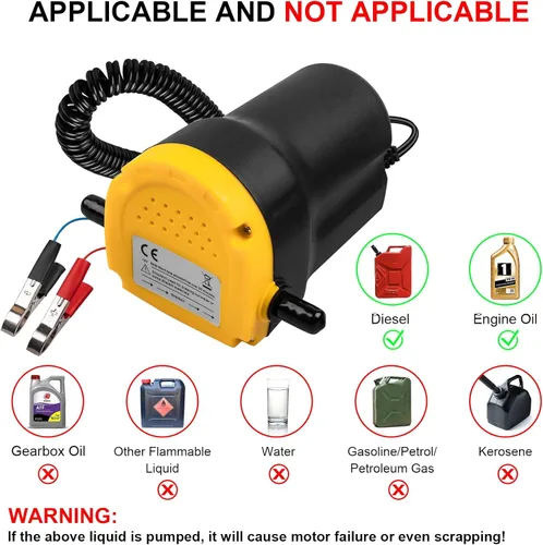 Vista 3 de Bomba extractora de aceite de 12V 60W, bomba de cambio de aceite mejorada, bomba extractora de transferencia de líquido diesel de succión