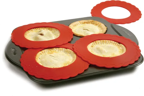 Vista 3 de Norpro Silicone Mini Pie Pan Shields, Set of 4, 6 inch, Red