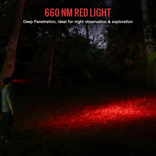 Vista 3 de Linterna frontal Sofirn HS43 con luz roja, linterna LED recargable de 3200 lúmenes impermeable con base magnética para adultos, perfecta