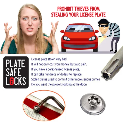 Vista 9 de ZXFOOG Tornillos antirrobo para placa de matrícula, kits de sujetadores de pernos de acero inoxidable para soporte de marco de etiqueta