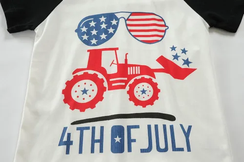 Vista 3 de DDSOL Camisetas patrióticas de algodón para niños y niñas del 4 de julio, para el Día de la Independencia