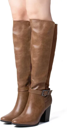 Vista 6 de Botas altas hasta la rodilla con cremallera para mujer, botas de tacón alto y grueso