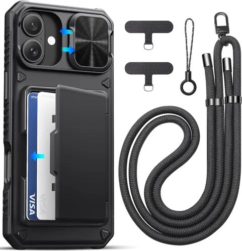 Vista 31 de ATATOO Funda tipo cartera para iPhone 16e, tarjetero integrado (3-5 tarjetas) y funda de cámara deslizante y bloqueo RFID, protección de grado Azul