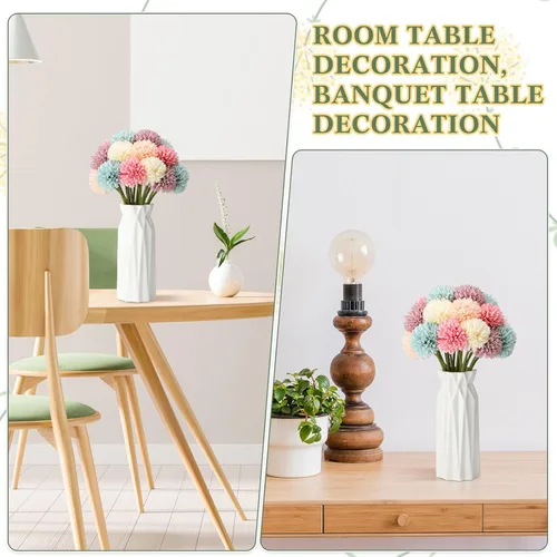 Vista 4 de Tigeen 50 piezas de flores artificiales de crisantemo, bola de crisantemo artificial realista para bricolaje, ramos de boda, despedidas de soltera