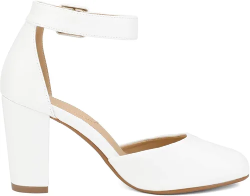 Vista 4 de DREAM PAIRS - Zapatos de tacón alto y grueso para mujer, con puntera cerrada para bodas